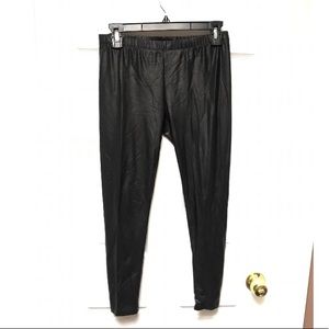 Black faux leather leggings